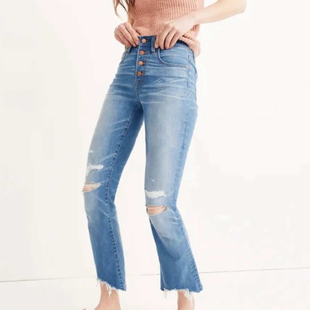Madewell Womens Cali Demi-Boot Jeans‎ Size 28 Bronson Wash Button-Front Edition
